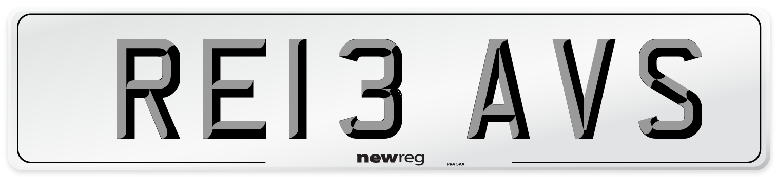 RE13 AVS Number Plate from New Reg